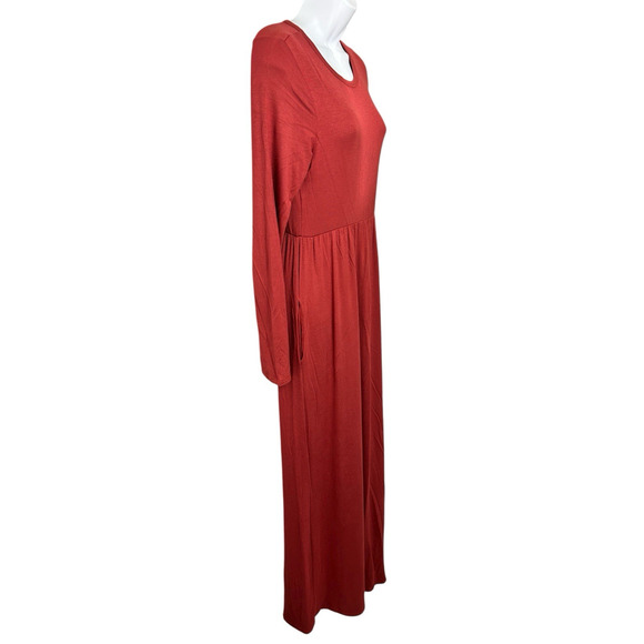 Bellamie Long Sleeve Maxi Dress Size Small Brick Red Soft Casual - Picture 5 of 7